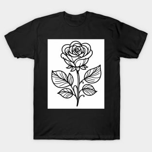 Simple Black And White Rose T-Shirt